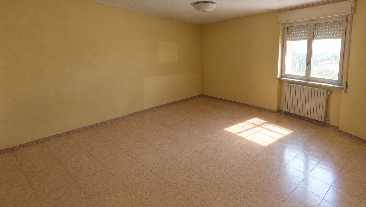 La stanza svuotata, pronta per le misure