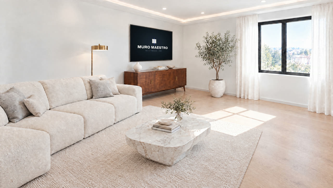 Il salone finito e arredato